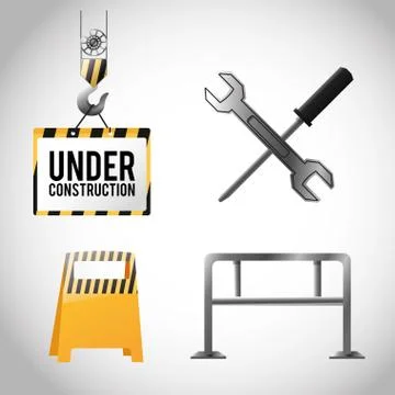 Flat illustration about under construction design. road sign Illustrazione stock