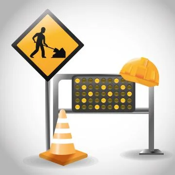 Flat illustration about under construction design. road sign Illustrazione stock