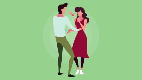 Flat illustration animation of romantic couple dancing together in green ba.. Stock Footage 339055727