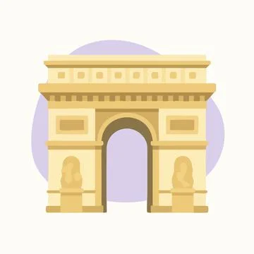 Flat illustration of Arc de Triomphe in Paris Stock Illustration