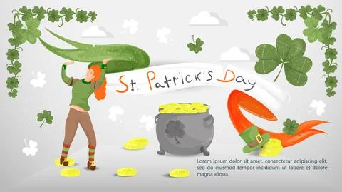Flat illustration banner for decorating designs on the theme of St. Patricks Stock Illustration