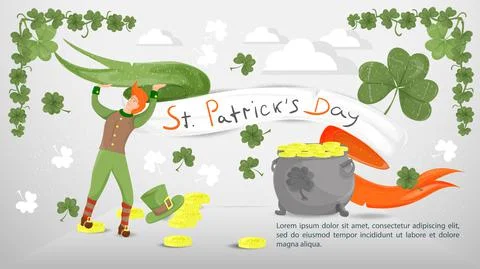 Flat illustration banner for decorating designs on the theme of the St. Patri Stock Illustration