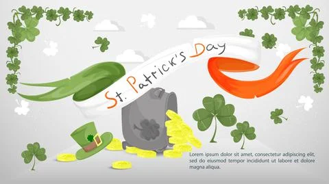 Flat illustration banner for decorating designs on the theme of the St. Patri Stock Illustration