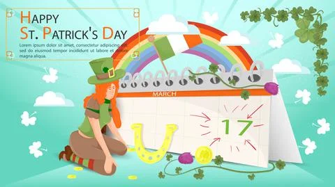 Flat illustration banner for decorating designs on the theme of St. Patricks Stock Illustration