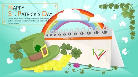 Flat illustration banner for decorating designs on the theme of St. Patricks Stock Illustration