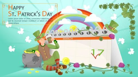 Flat illustration banner for decorating designs on the theme of St. Patricks Stock Illustration
