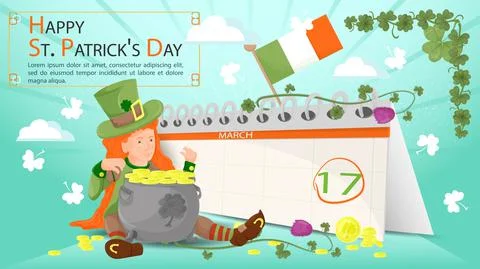 Flat illustration banner for decorating designs on the theme of the St. Patri Stock Illustration