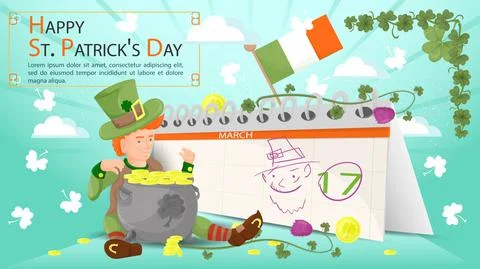 Flat illustration banner for decorating designs on the theme of the St. Patri Stock Illustration