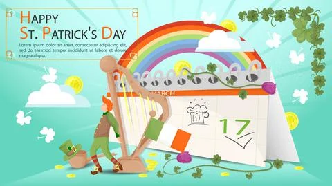 Flat illustration banner for decorating designs on the theme of the St. Patri Stock Illustration