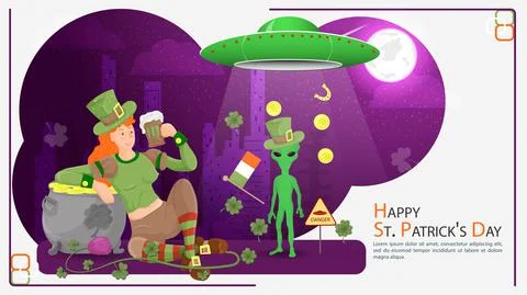 Flat illustration banner for decorating designs on the theme of St. Patricks Stock Illustration