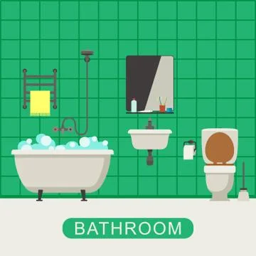 Flat illustration of bathroom. Stock Illustration