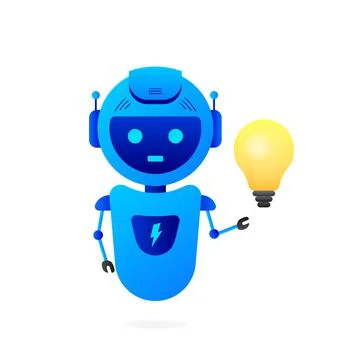 Flat illustration with blue bot. Customer support help service flat vector Иллюстрация