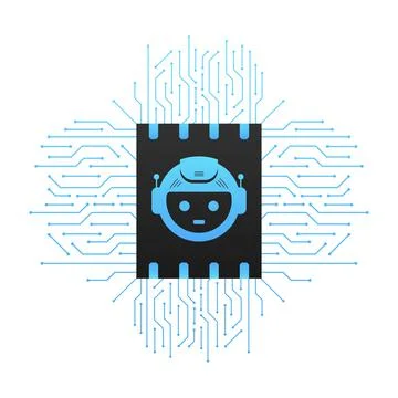 Flat illustration with blue bot. Customer support help service flat vector Illustrazione stock