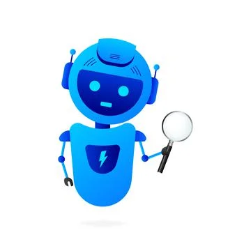Flat illustration with blue bot. Customer support help service flat vector Illustrazione stock