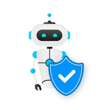 Flat illustration with blue bot. Customer support help service flat vector Illustrazione stock