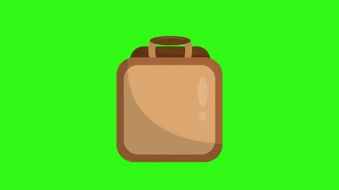 Flat Illustration of a Brown Briefcase or Bag Icon on Green Screen Background Stock Footage 345930589