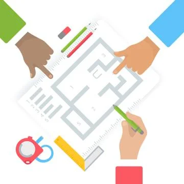 Flat Illustration of Building Project Development. Stock Illustration