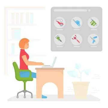 Flat Illustration of Building Tools. Stock Illustration