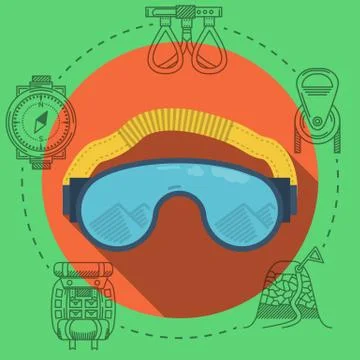 Flat illustration for climbing goggles 스톡 일러스트