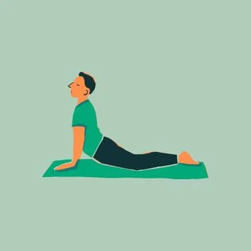 Flat Illustration of Cobra Pose Yoga Exercise Ilustração Stock