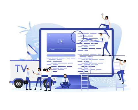 Flat illustration with coding people. Vector flat illustration. Stock Illustration
