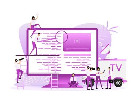 Flat illustration with coding people. Vector flat illustration. Stock Illustration