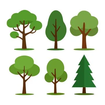 Flat illustration of a collection of different trees Stock Illustration