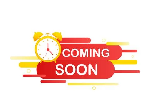 Flat illustration of coming soon template on white backdrop. Icon for promotion Stock Illustration