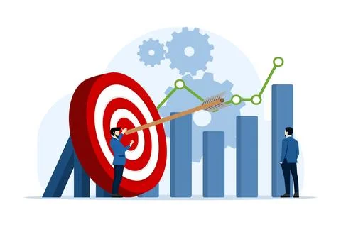 Flat illustration concept of business performance data analysis. Illustrazione stock