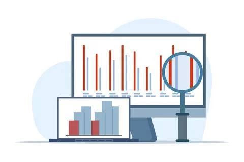 Flat illustration concept of business performance data analysis Stock Illustration