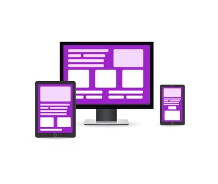 Flat illustration, concept cross platform design website. Stock Illustration