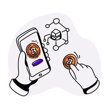Flat Illustration of a Cryptocurrency Transaction Stock Illustration