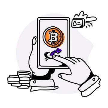 Flat Illustration of a Cryptocurrency Transaction Stock Illustration