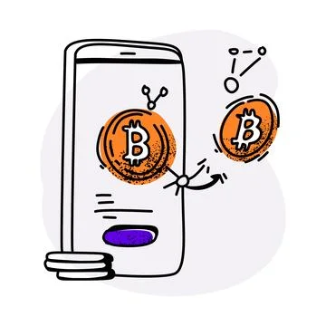 Flat Illustration of a Cryptocurrency Transaction Stock Illustration
