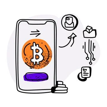 Flat Illustration of a Cryptocurrency Transaction Stock Illustration