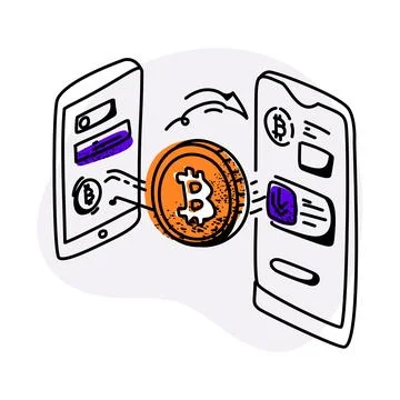 Flat Illustration of a Cryptocurrency Transaction Stock Illustration