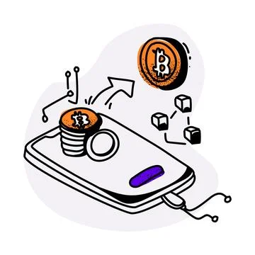 Flat Illustration of a Cryptocurrency Transaction Stock Illustration