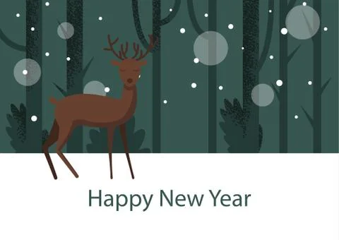 Flat illustration with deer standing Stock Illustration