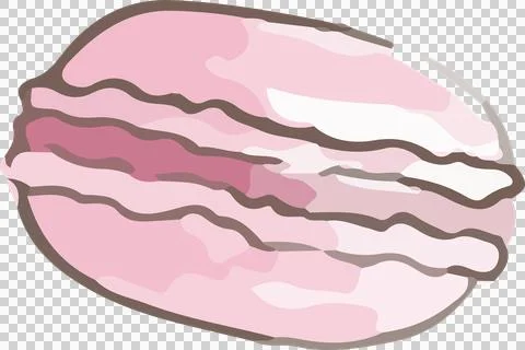 Flat illustration featuring pink macaron cookie on transparent background, 스톡 일러스트