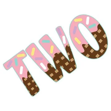 A flat illustration featuring word two styled as ice cream waffle cones with  Stock Illustration