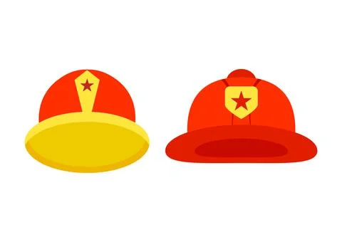 Flat illustration of firefighter helmet vector icon logo isolated on white ba Stock Illustration