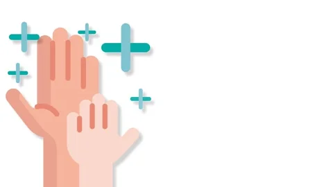 Flat Illustration of Hands Raised for Child Health Day Medical Concept. Stock Footage 344367269