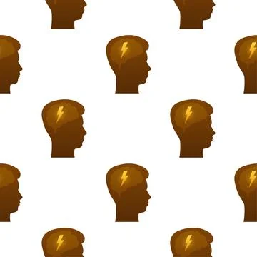 Flat illustration with head silhouette lightning on white background for concept Stock Illustration