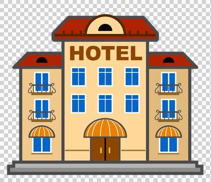 Flat illustration of hotel with transparency Stock Illustration