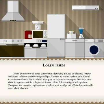 Flat illustration of kitchen Flat illustration of kitchen with white and c... Stock Photos
