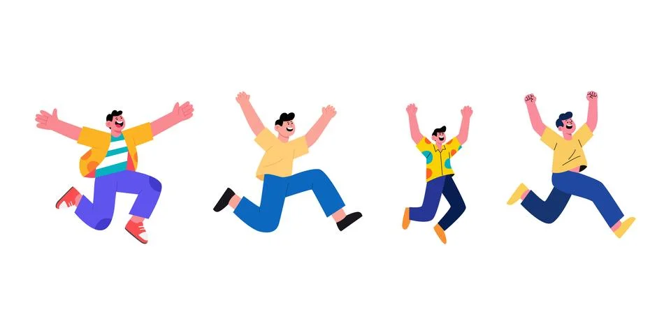 Flat illustration of man jumping for joy Stock Illustration