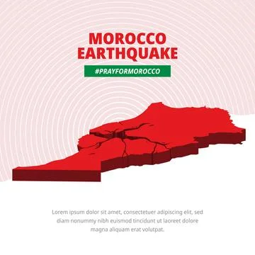 Flat illustration for morocco earthquake with map and cracks Stock Illustration