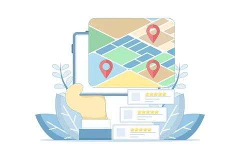 Flat illustration of a navigation app user interface. Illustrazione stock