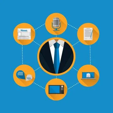 Flat illustration for news Flat vector illustration with colored circle ic... Stock Photos