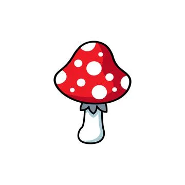 Flat illustration of red mushroom. Stock Illustration